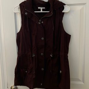 Plum Vest with hood.